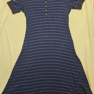 Women's Black & Blue Stripe Button-Front Knit Dress